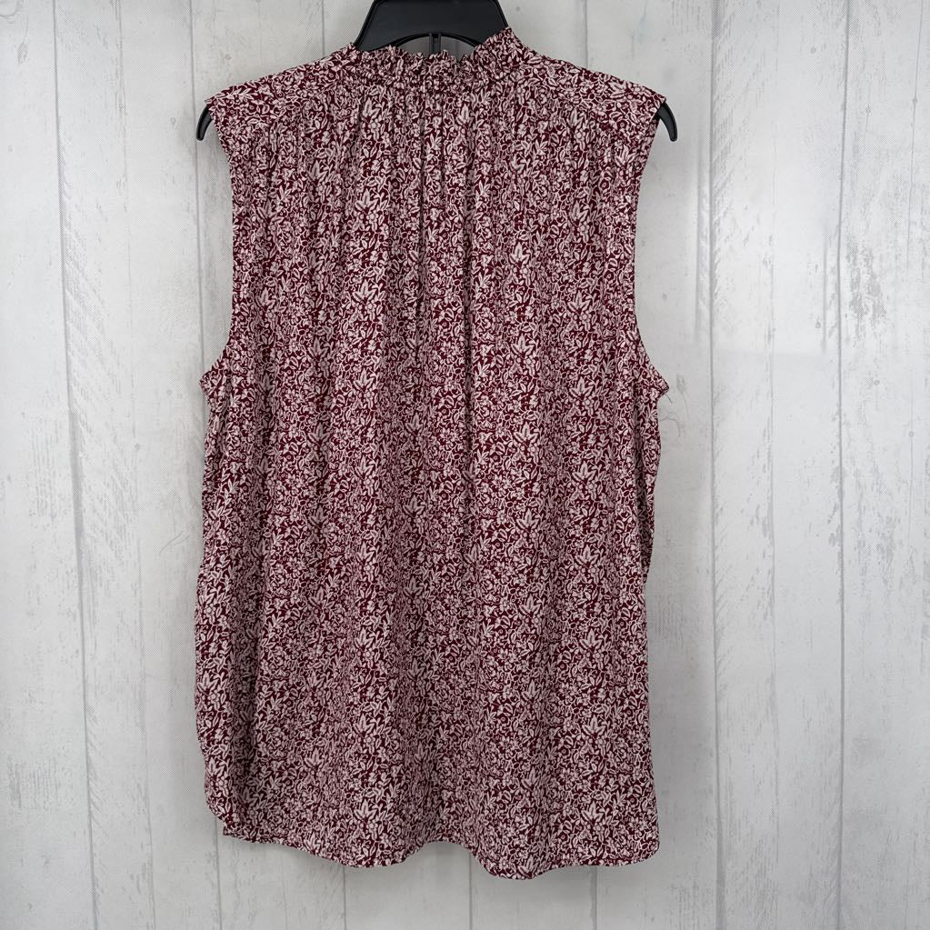 XL flo print tie front tank