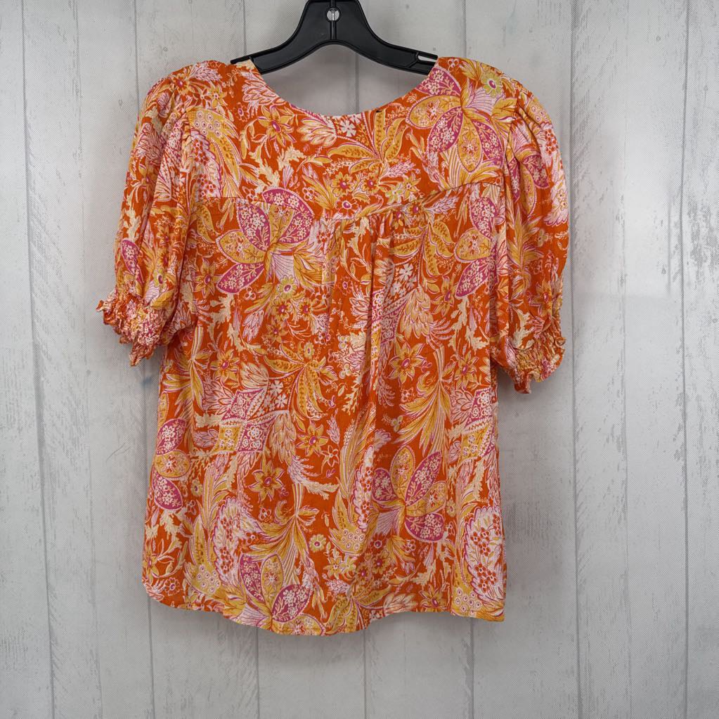 M flo print v-neck s/s top