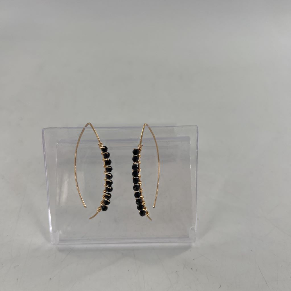 gold w/blk rhinestone earrings