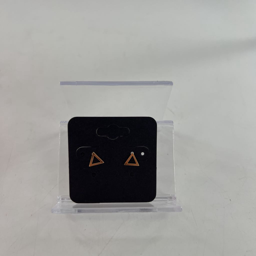 gold triangle post earrings