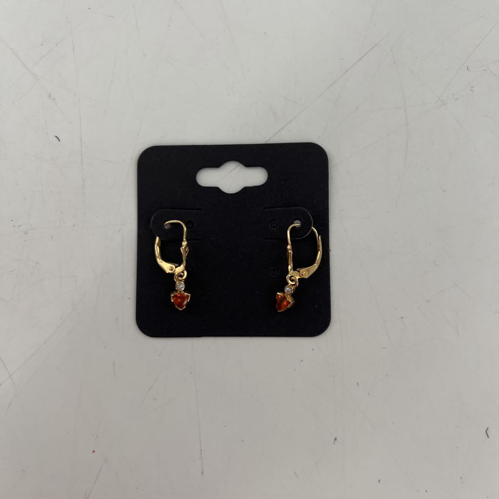 gold w/ brown stone earrings