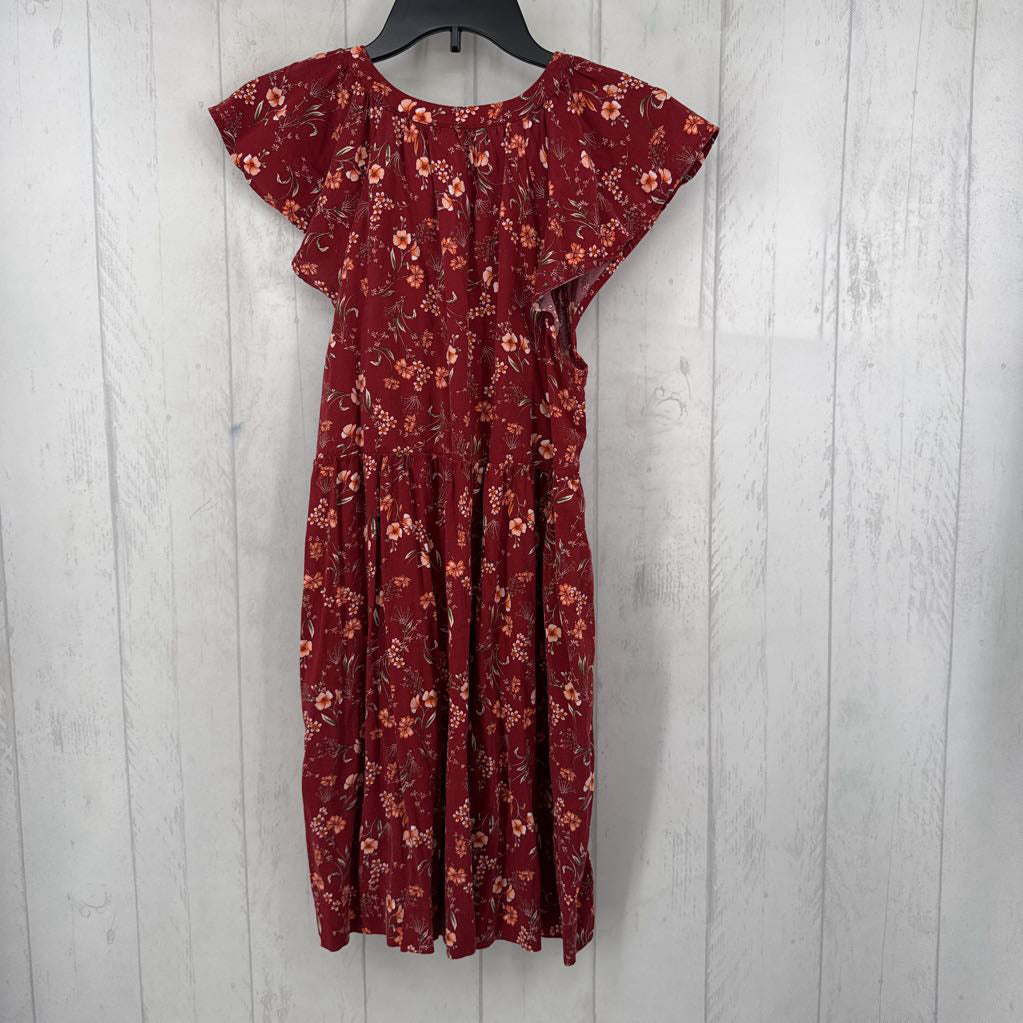 S flo print v-neck flutter slv dress