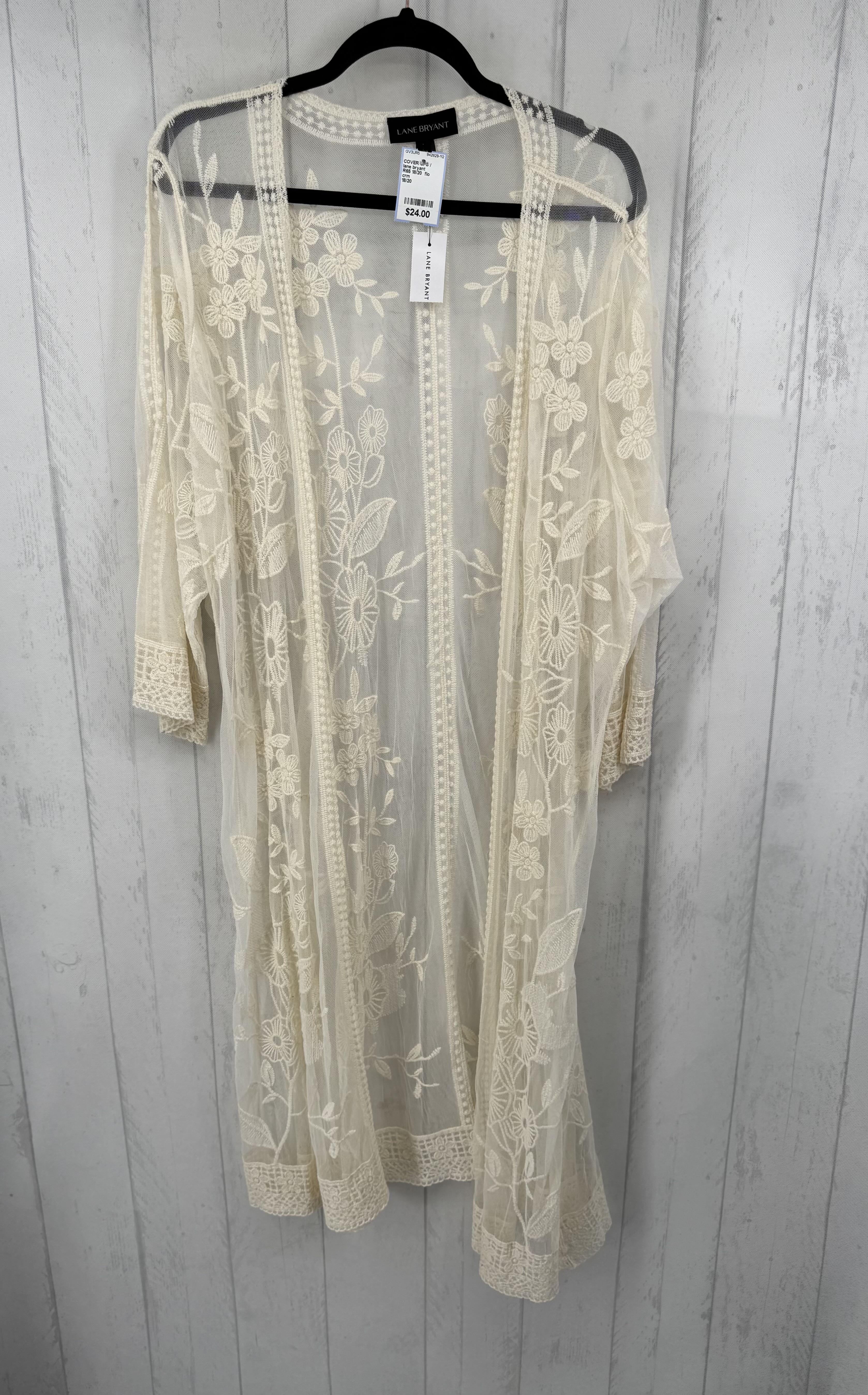 R65 18/20 flo embroidered 3/4 slv duster