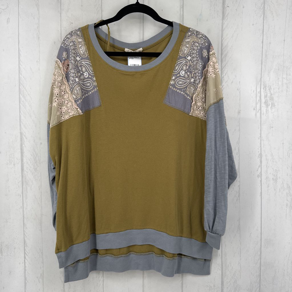 L mixed media l/s top