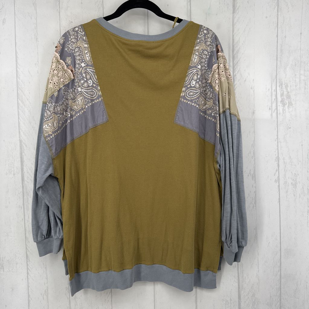 L mixed media l/s top