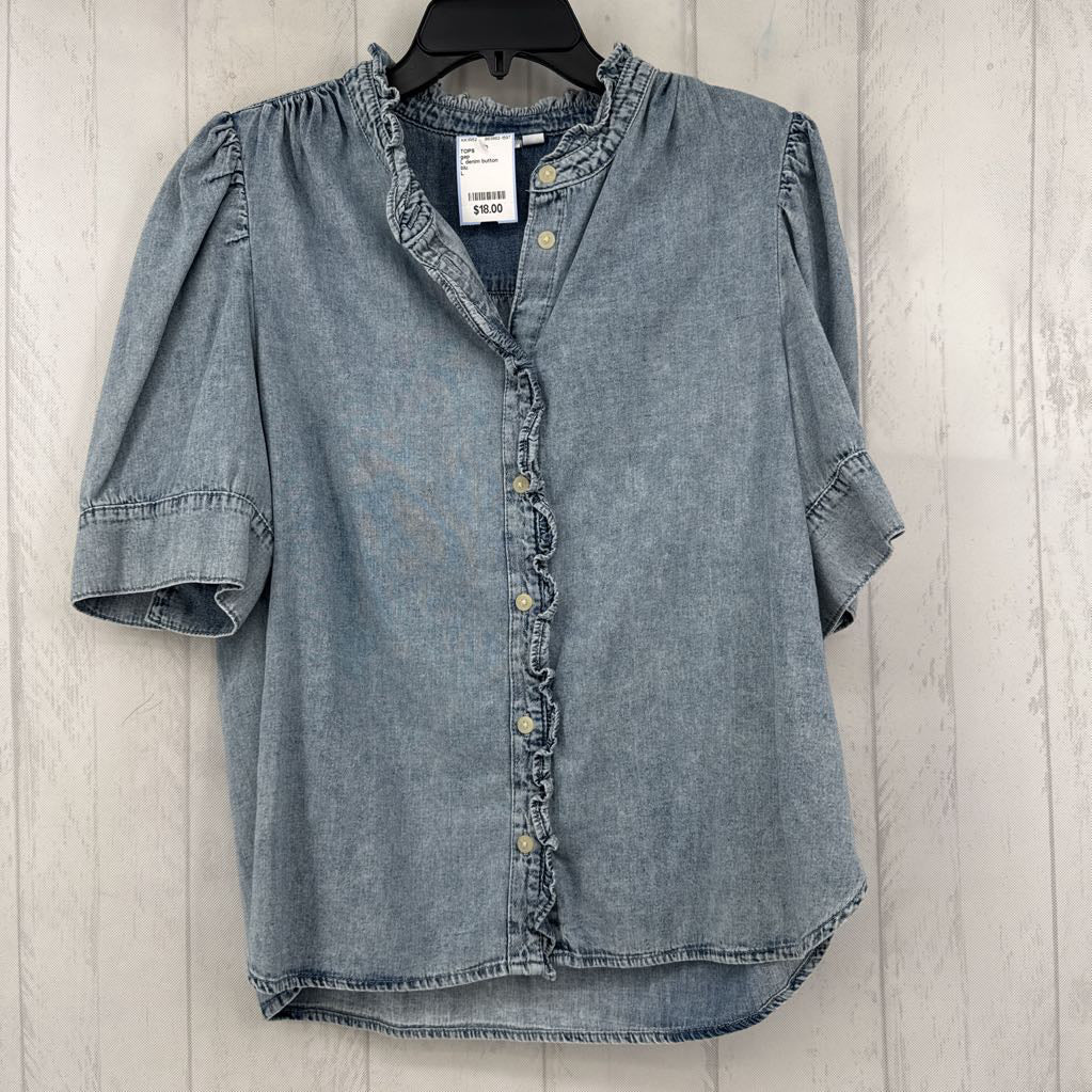 L denim button down s/s top
