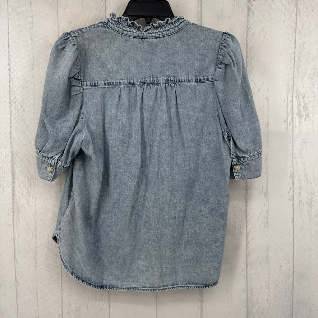 L denim button down s/s top