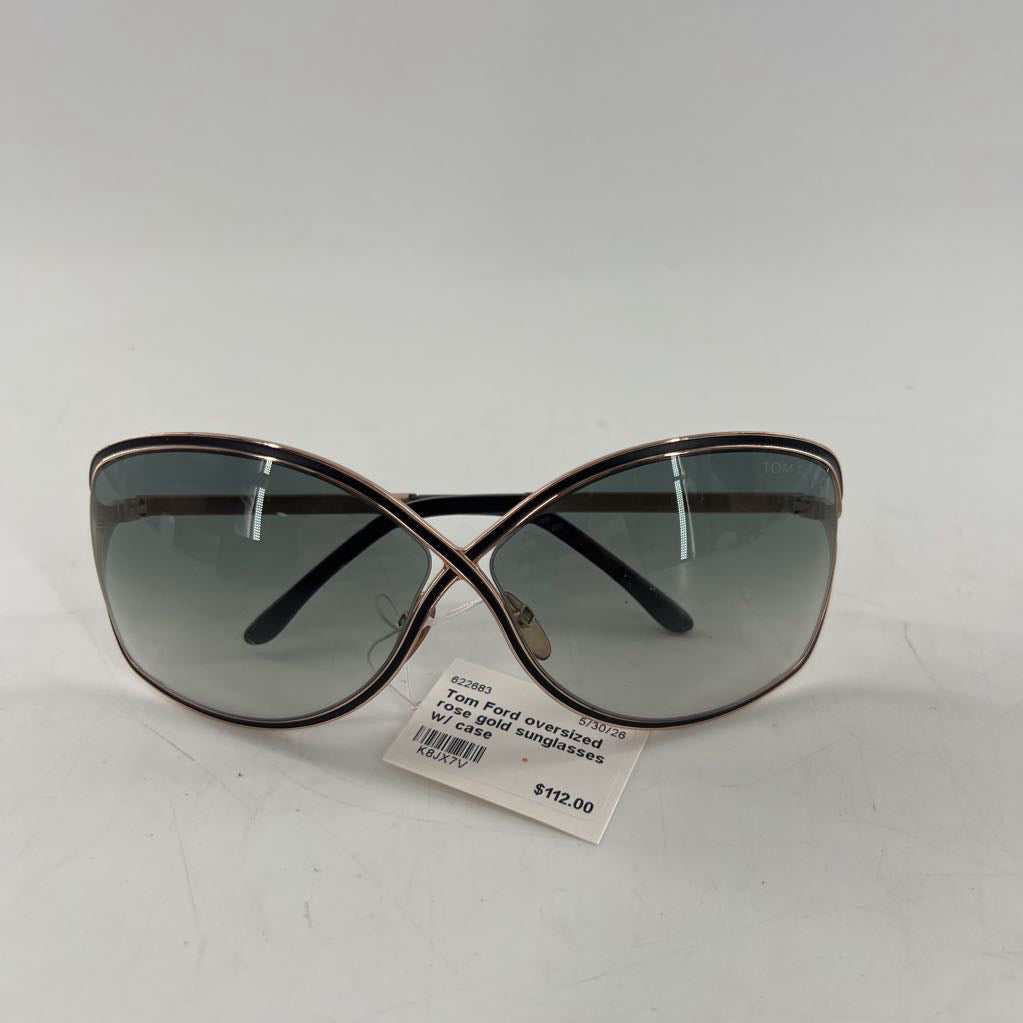 Tom Ford oversized rose gold sunglasses w/ case