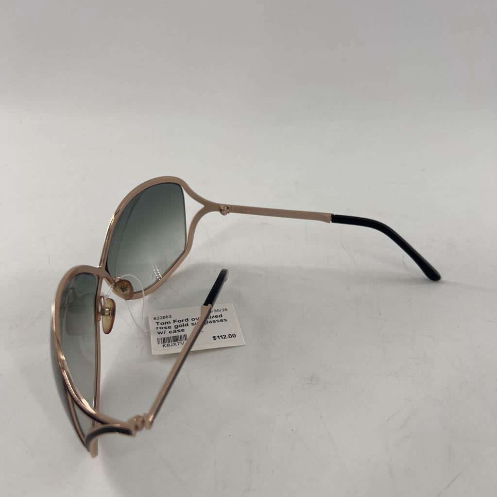 Tom Ford oversized rose gold sunglasses w/ case