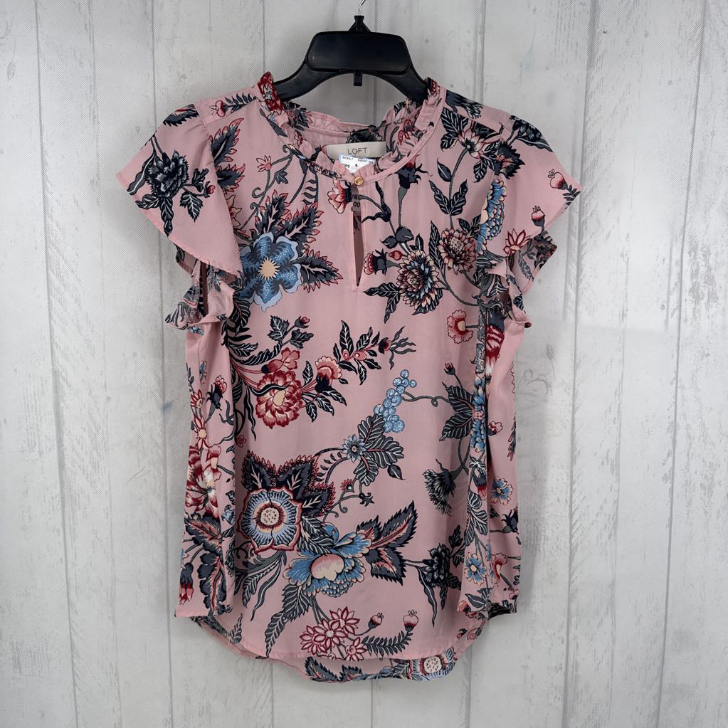 M flo print notch neck s/s top