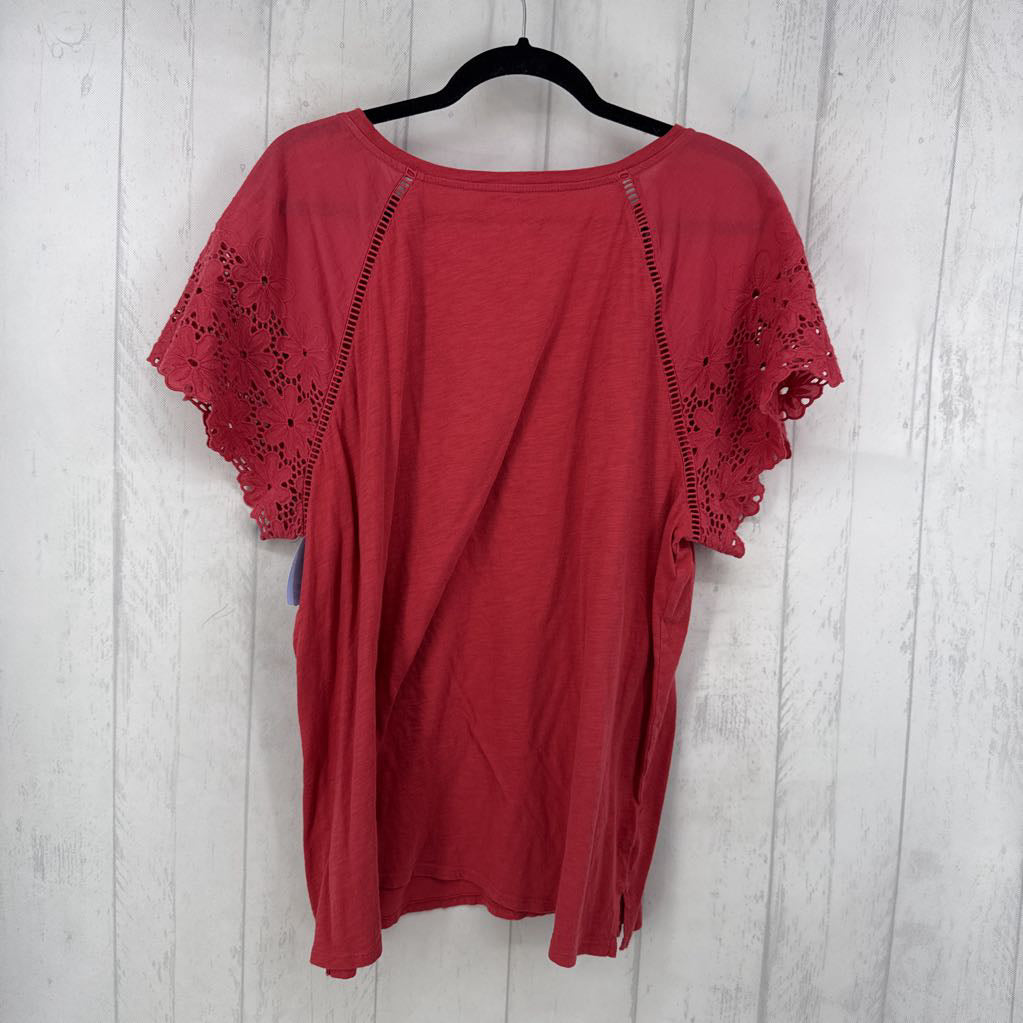 20 eyelet slv s/s tee