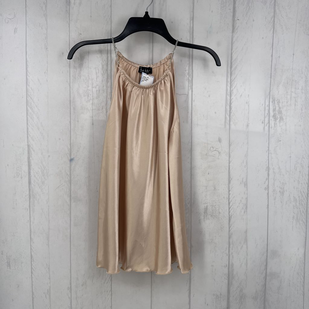 S metallic rhinestone strap tank