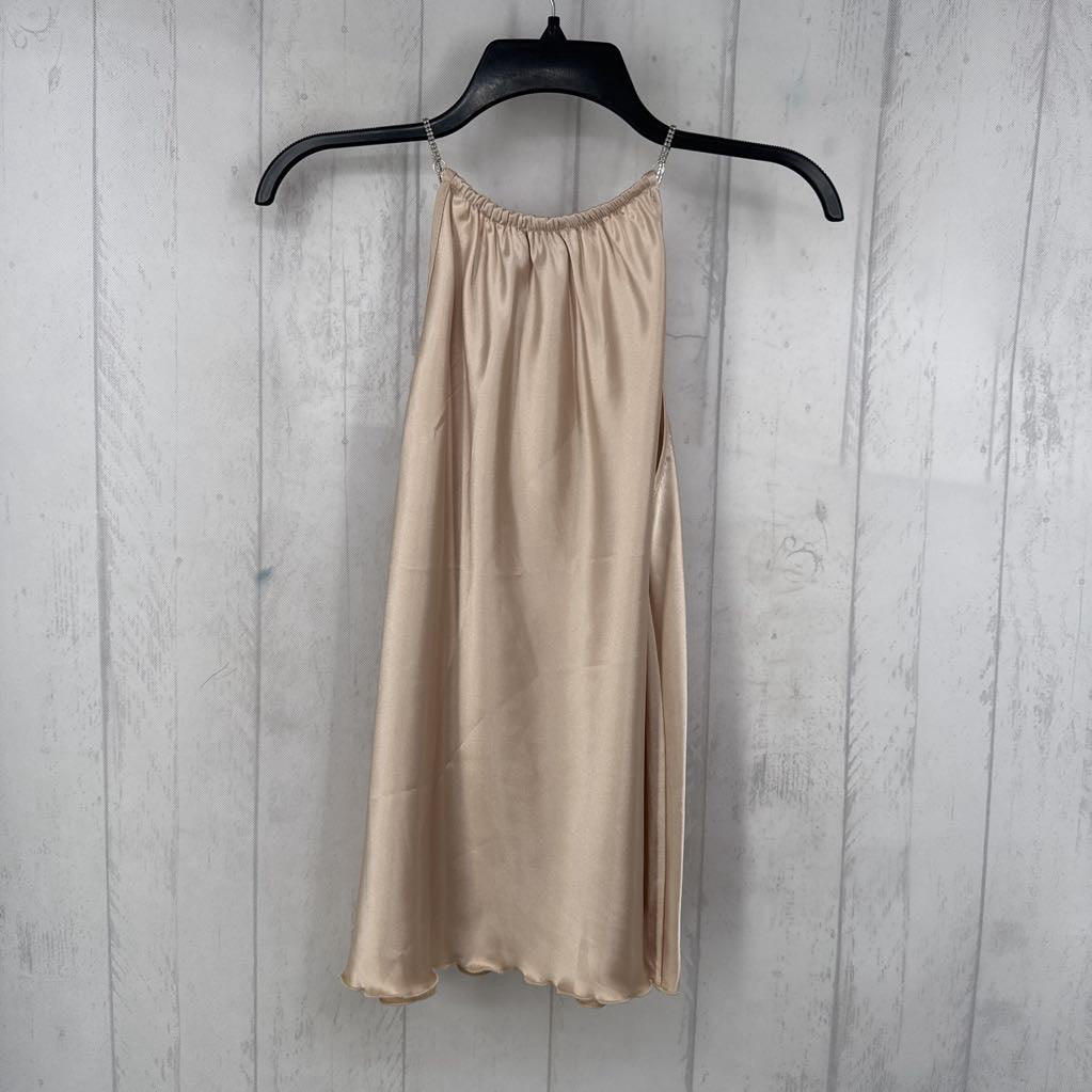 S metallic rhinestone strap tank