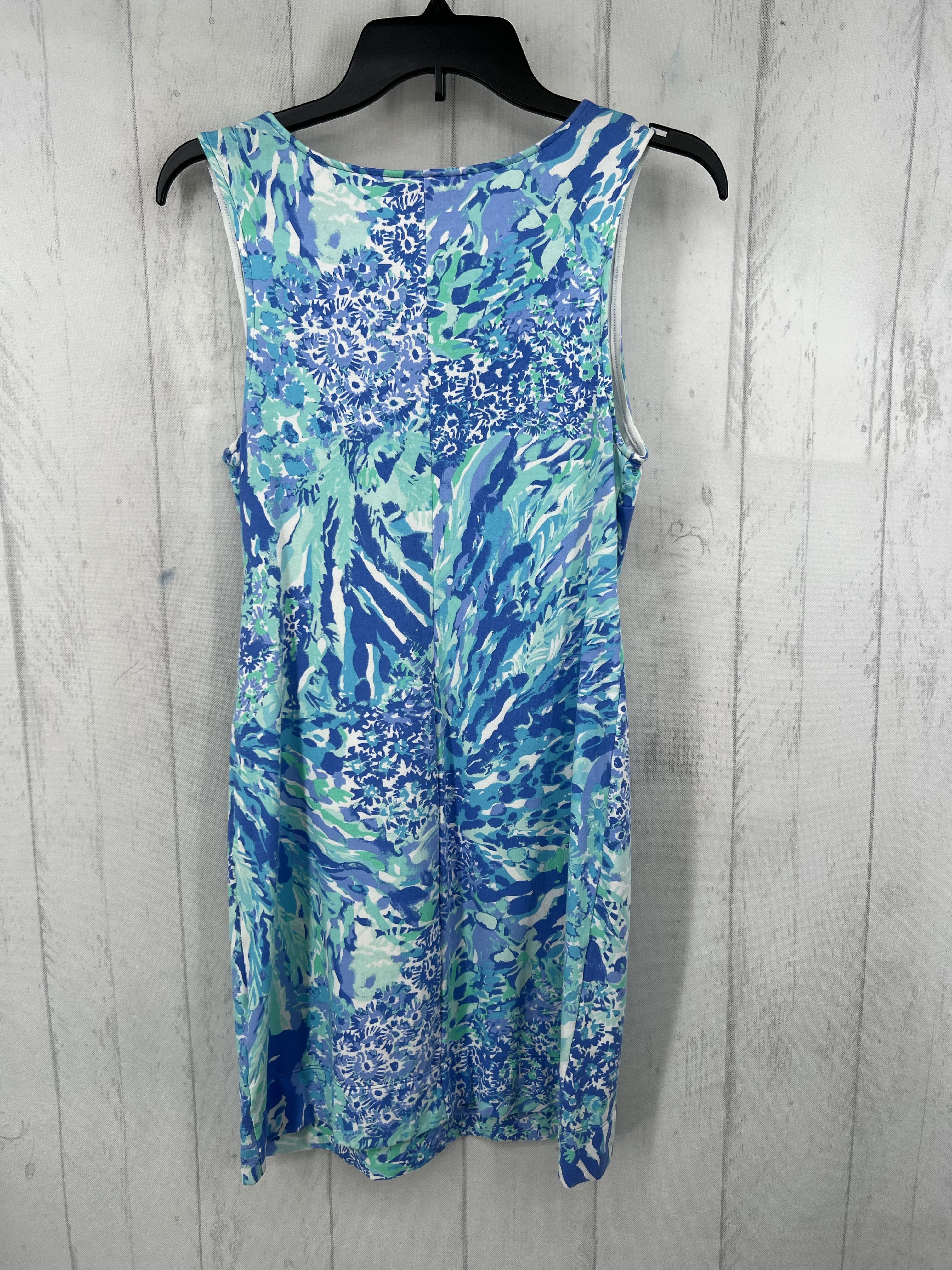 S flo print v-neck slvls dress
