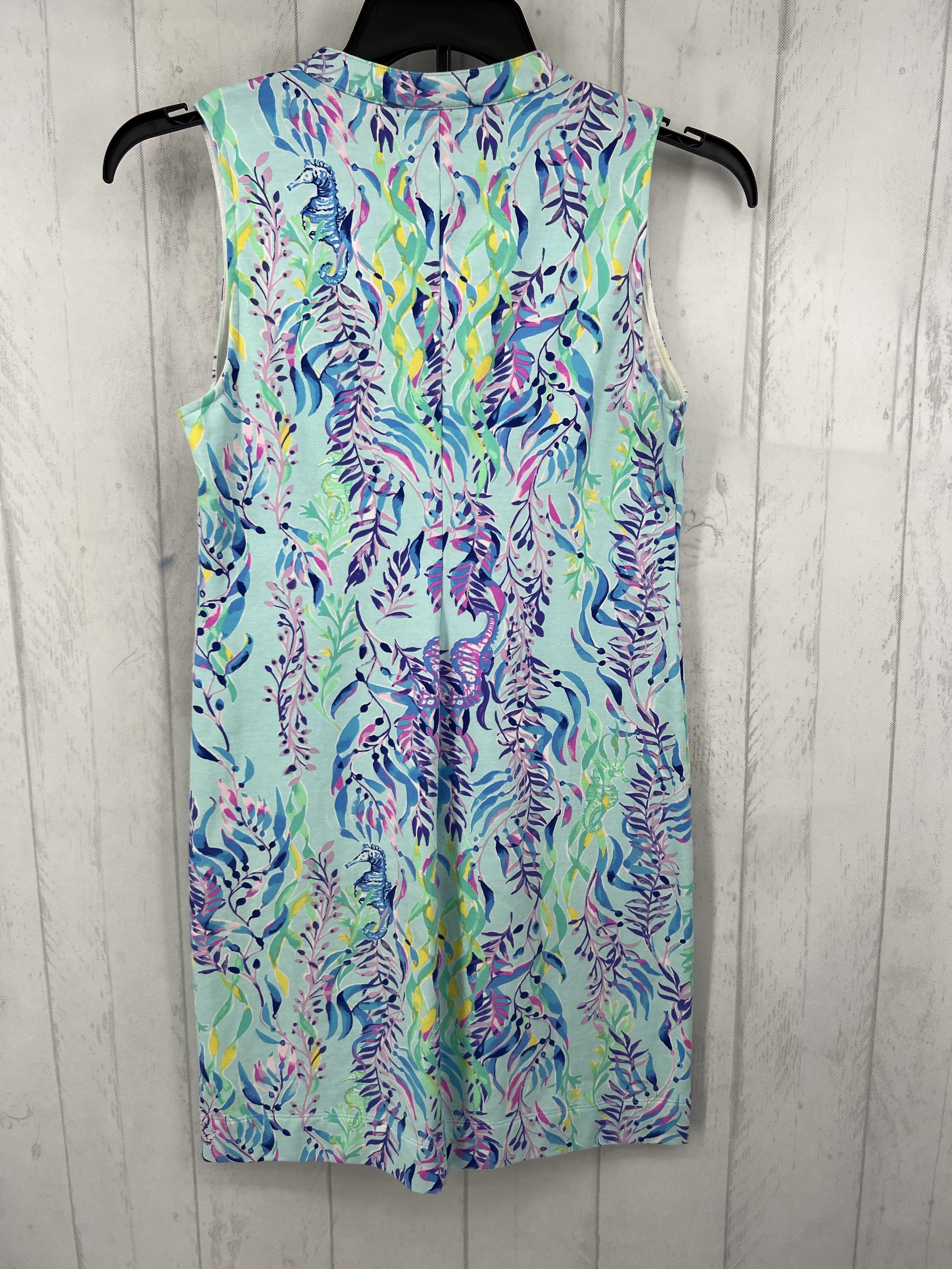 S print 1/2 button down slvls dress