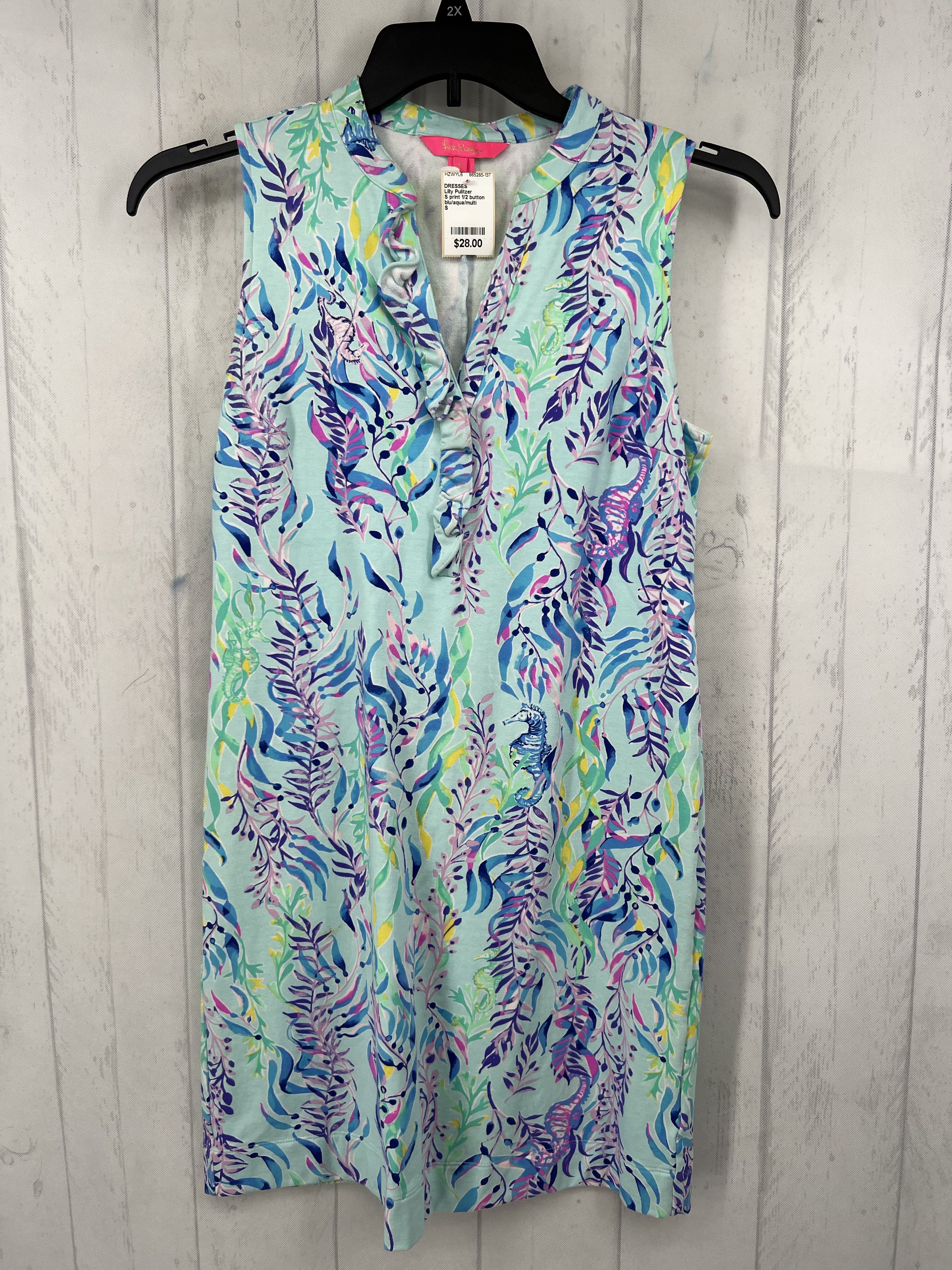 S print 1/2 button down slvls dress