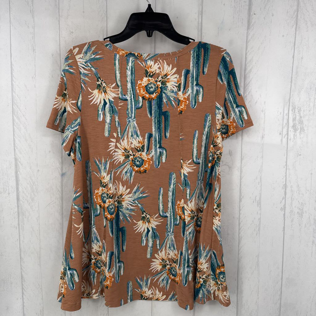 1X sunflower/cactus print s/s top