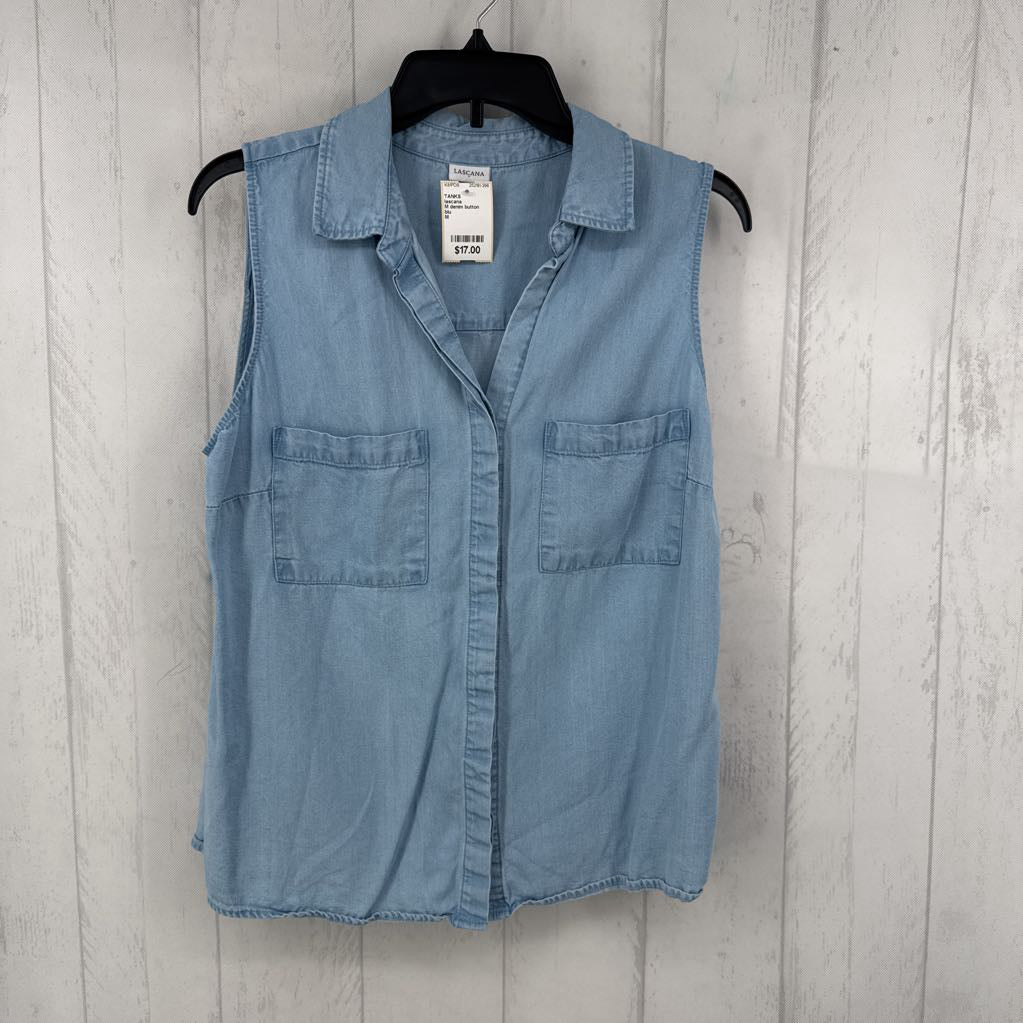 M denim button down slvls top