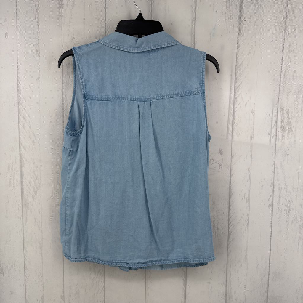 M denim button down slvls top