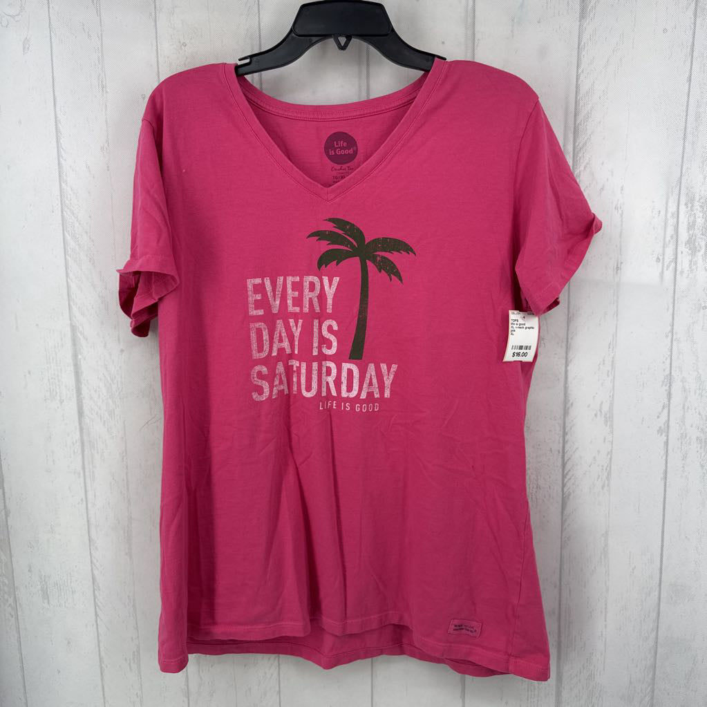 XL v-neck graphic s/s tee-saturday