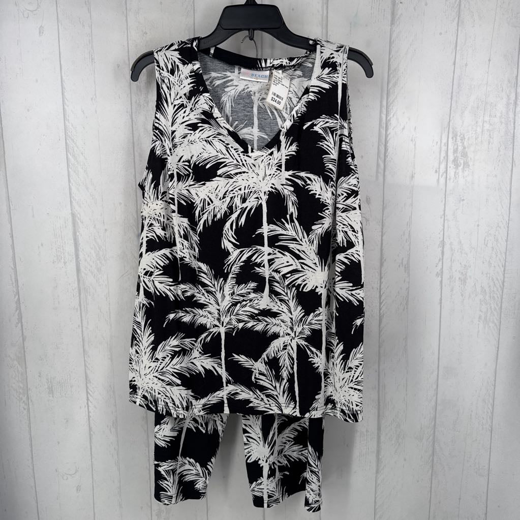 Lp/1X 2pc palm tree print slvls top & pants