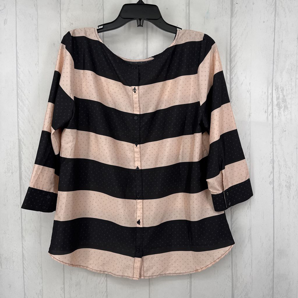 L striped 3/4 slv top