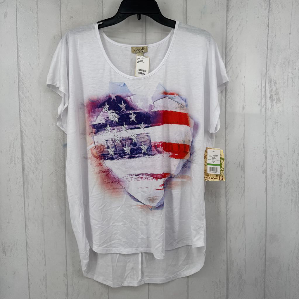 L embelished american flag s/s tee