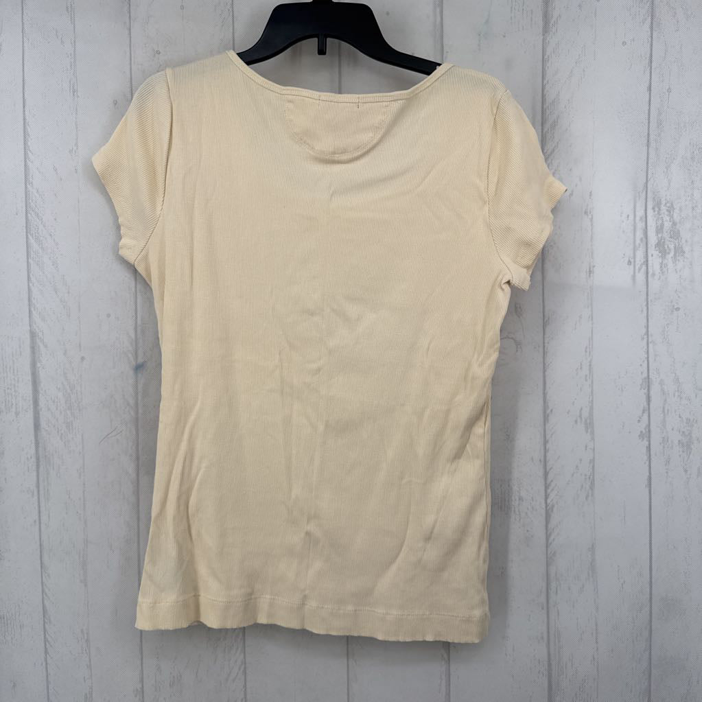 L ribbed embelished american flag s/s top