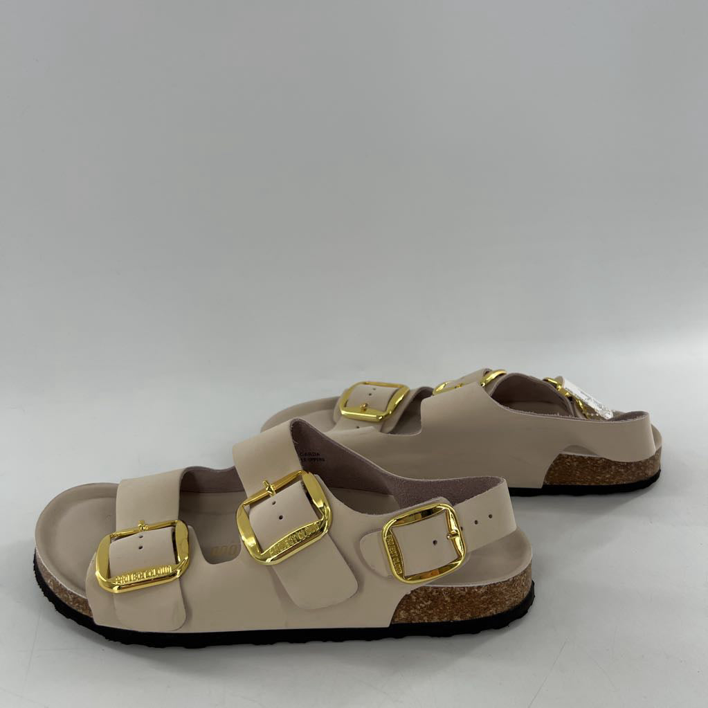 8.5 gold buckle ankle strap sandal