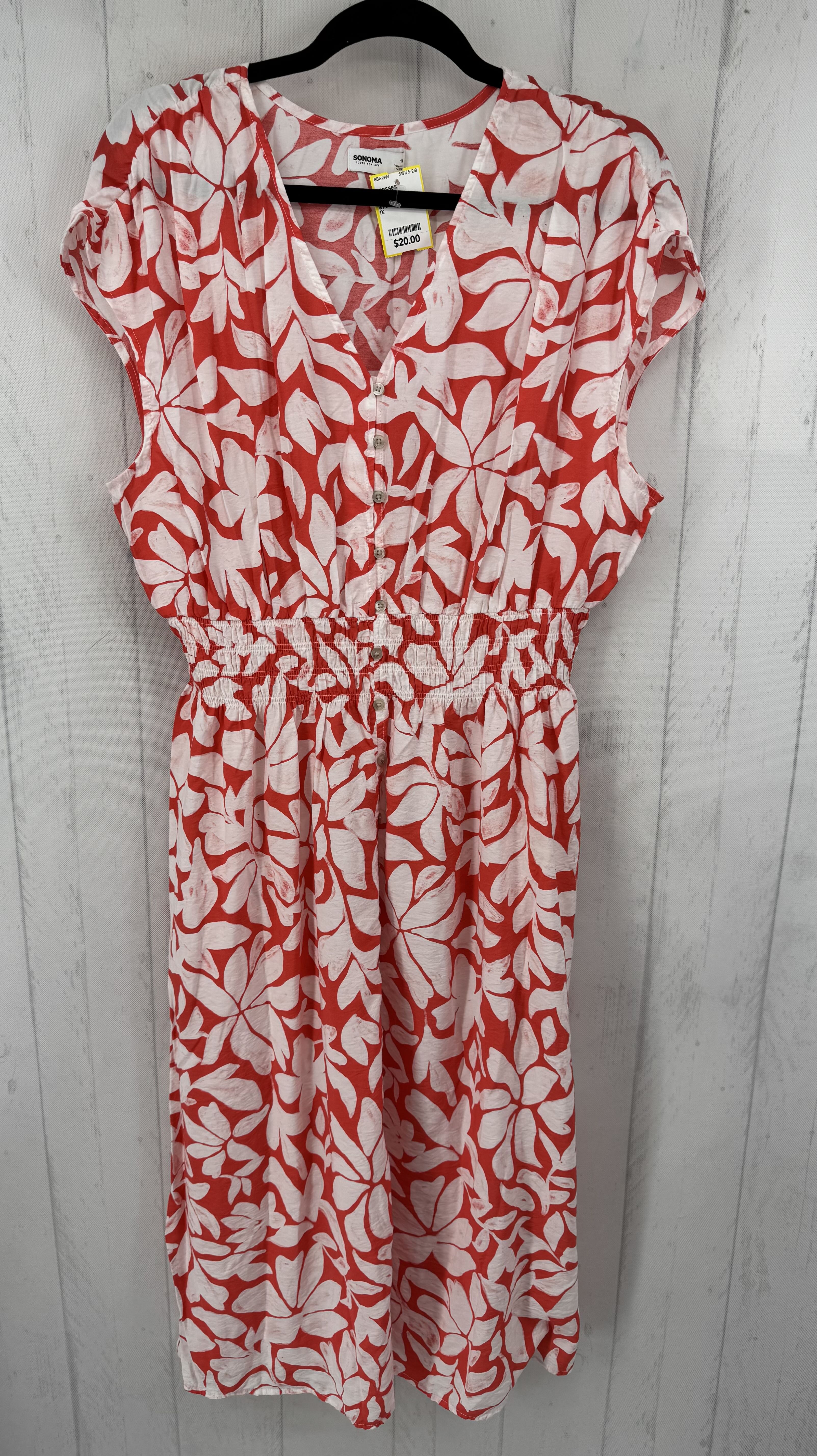 1X flo print button down slvls dress