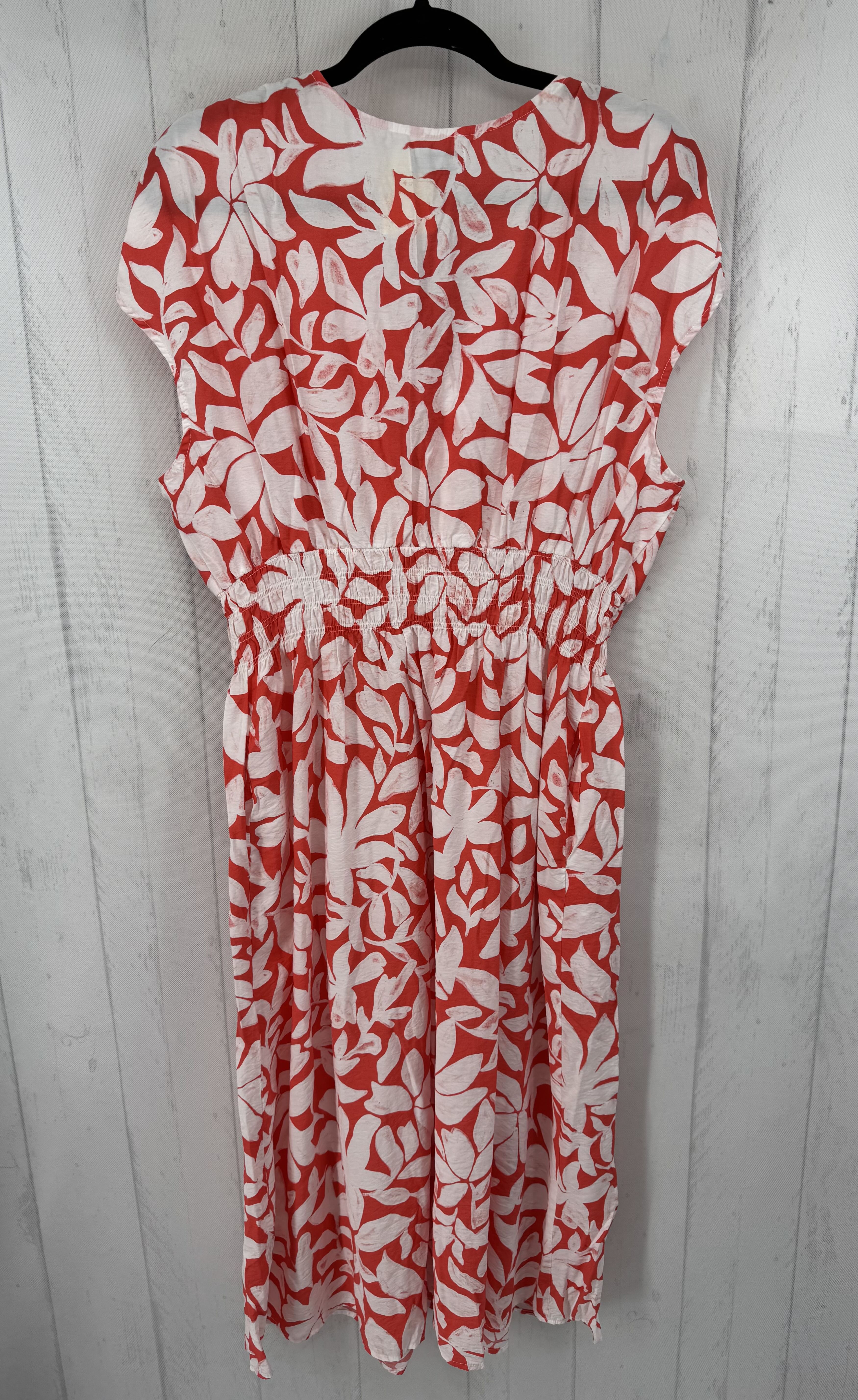 1X flo print button down slvls dress