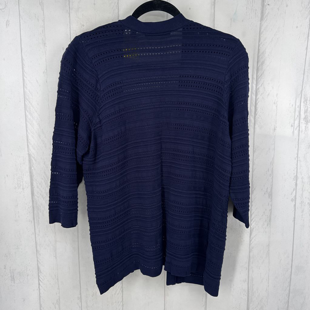 1X knit open front elbow slv cardi