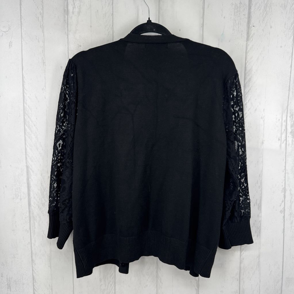 2XL button front lace slv cardi
