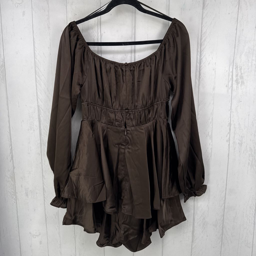 M lace-up front l/s romper