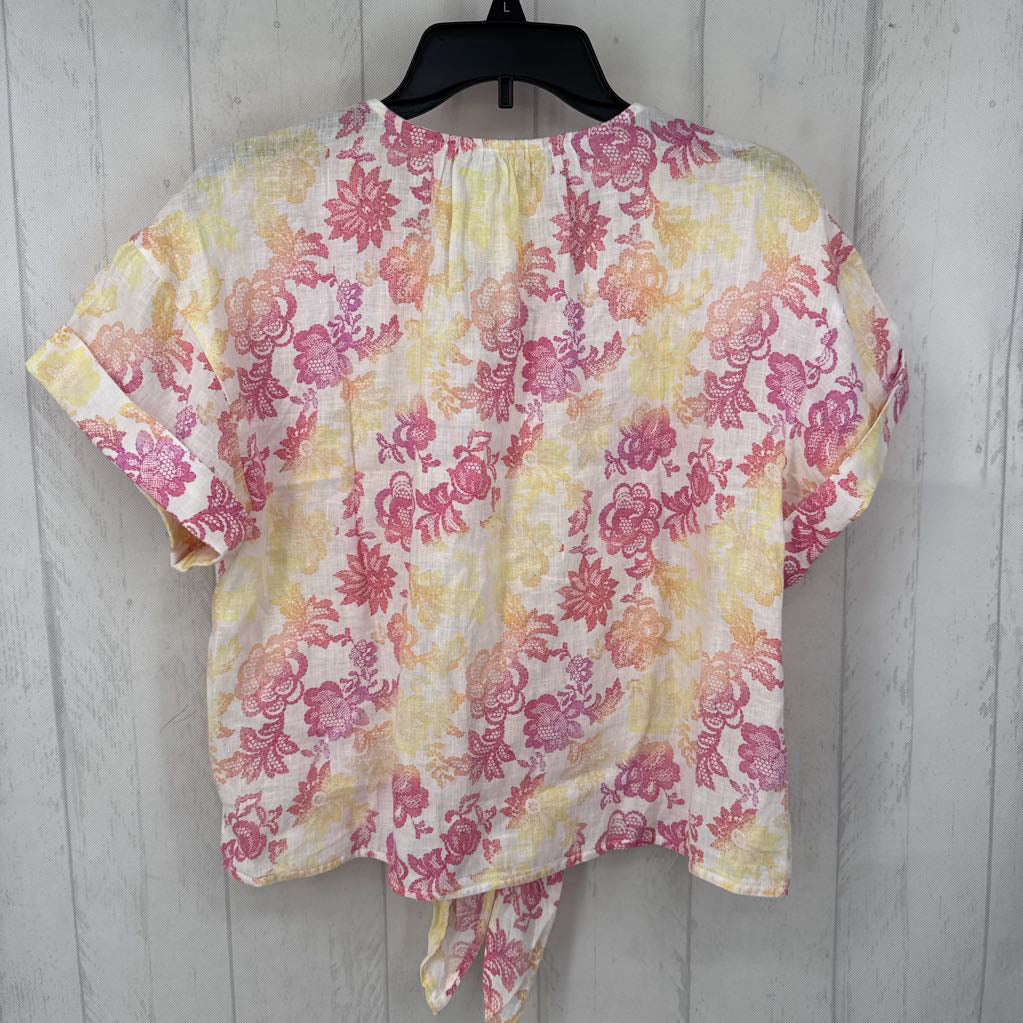 XLp flo print v-neck s/s top