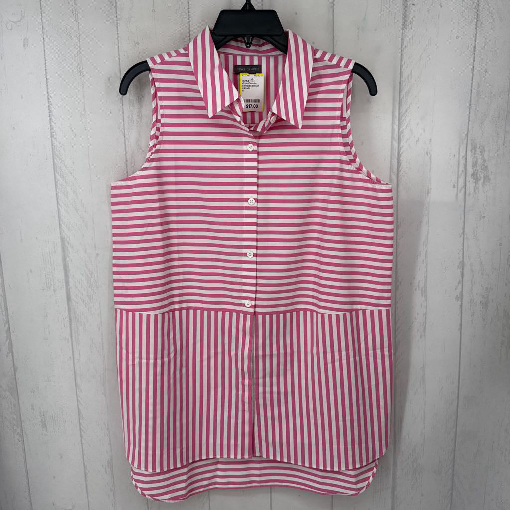M striped button down slvls top
