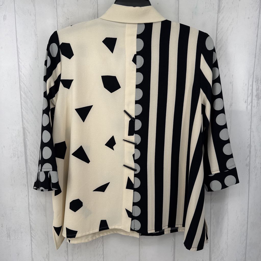 XLp polka dot button down 3/4 slv top