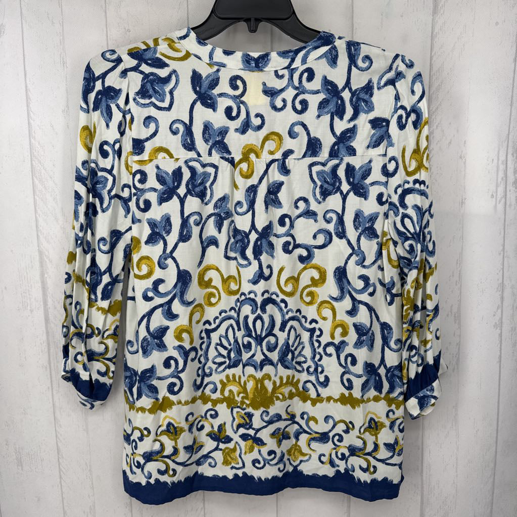 Lp printed split neck l/s top