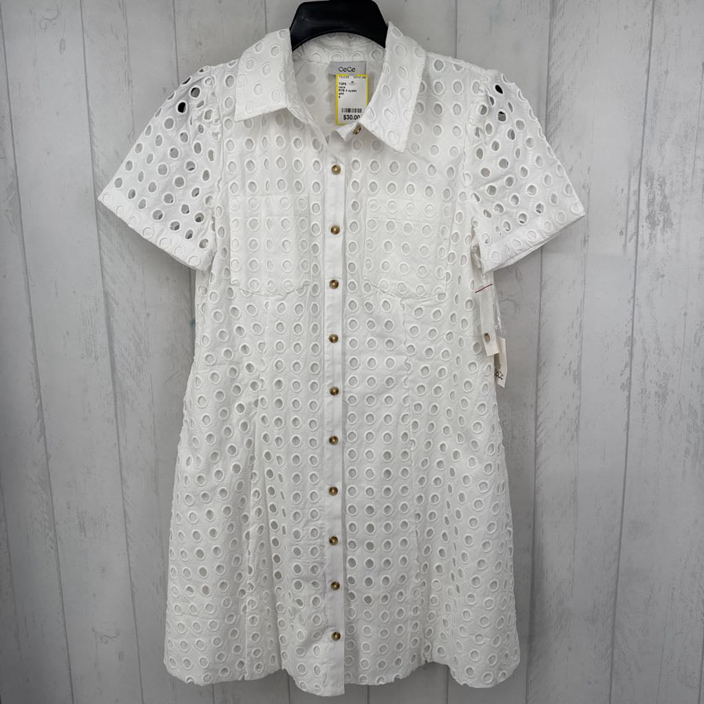 R119 4 eyelet button down s/s top