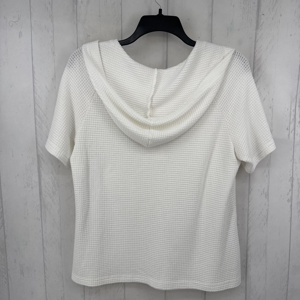 L waffle knit hooded s/s top