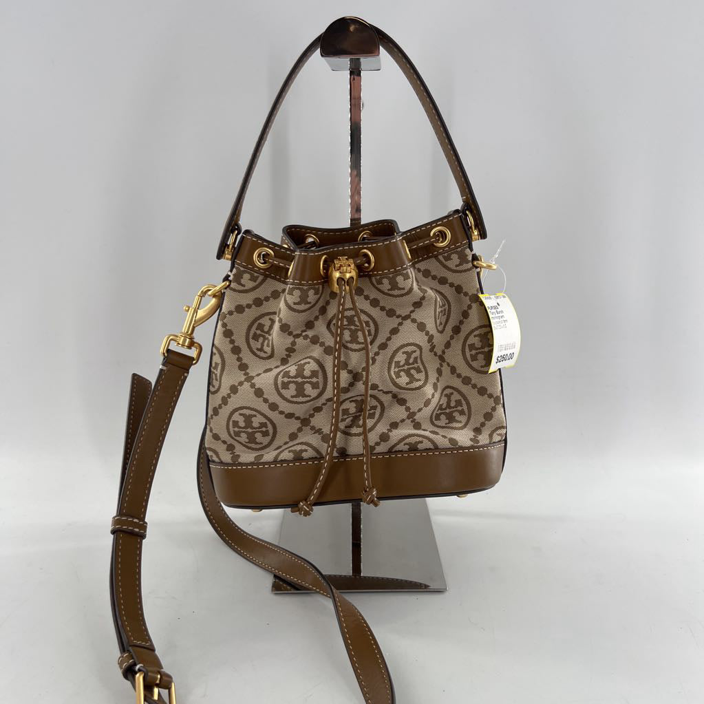 monogram jacquard crossbody bucket bag