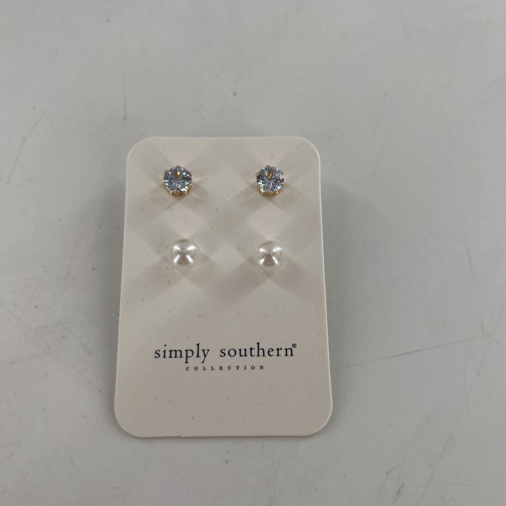 pearl & cz post earrings