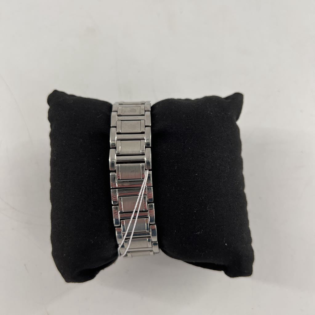 silver square face watch