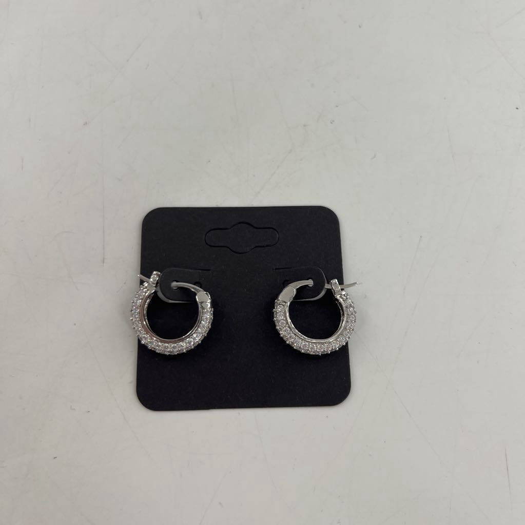 silver cz hoop earrings