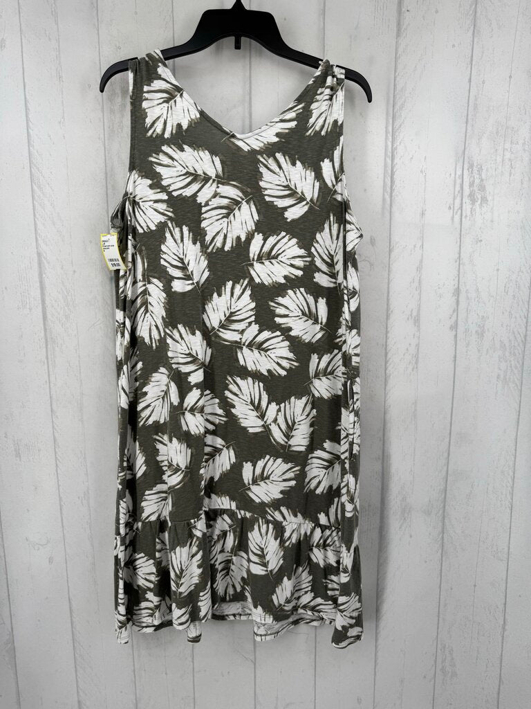 M leaf print slvls dress