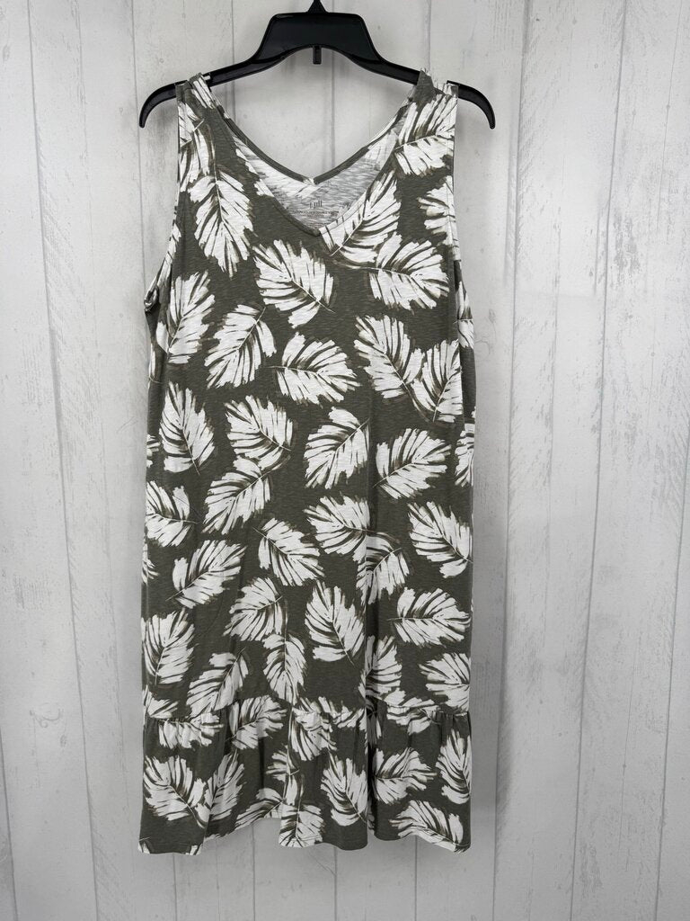 M leaf print slvls dress