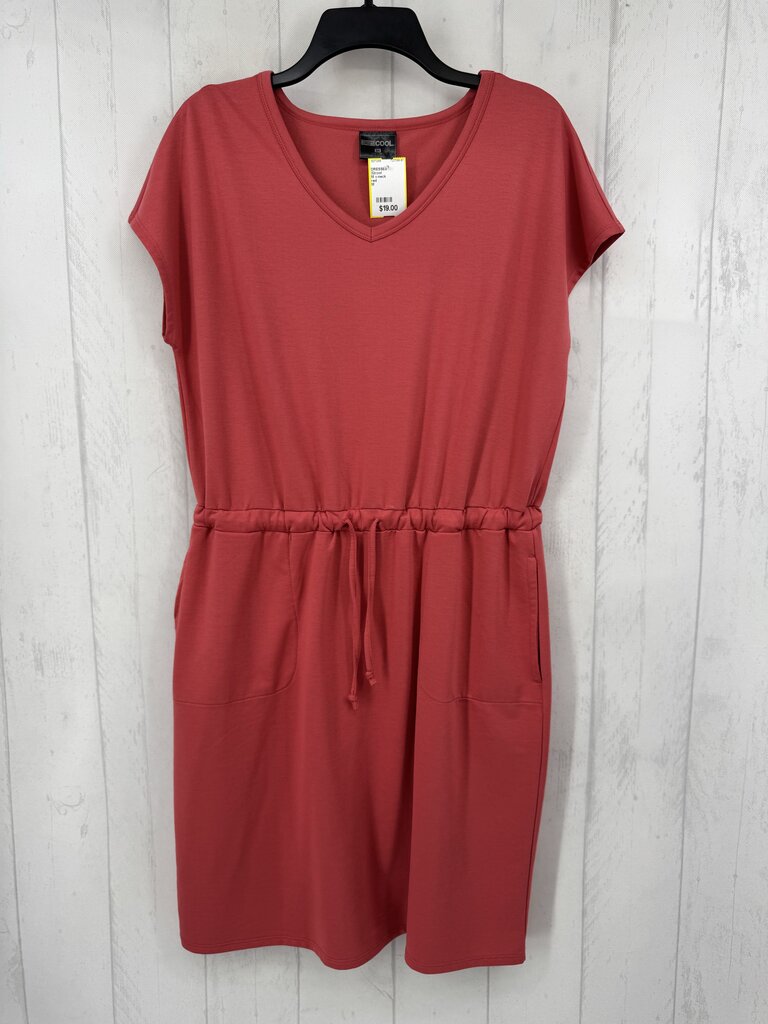 M v-neck drawstring waist s/s dress