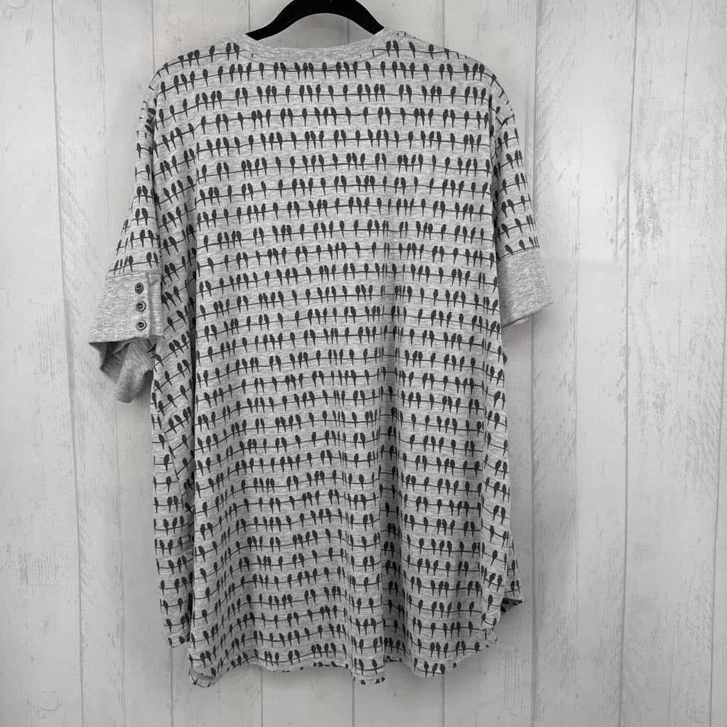 3X bird on a wire print s/s top
