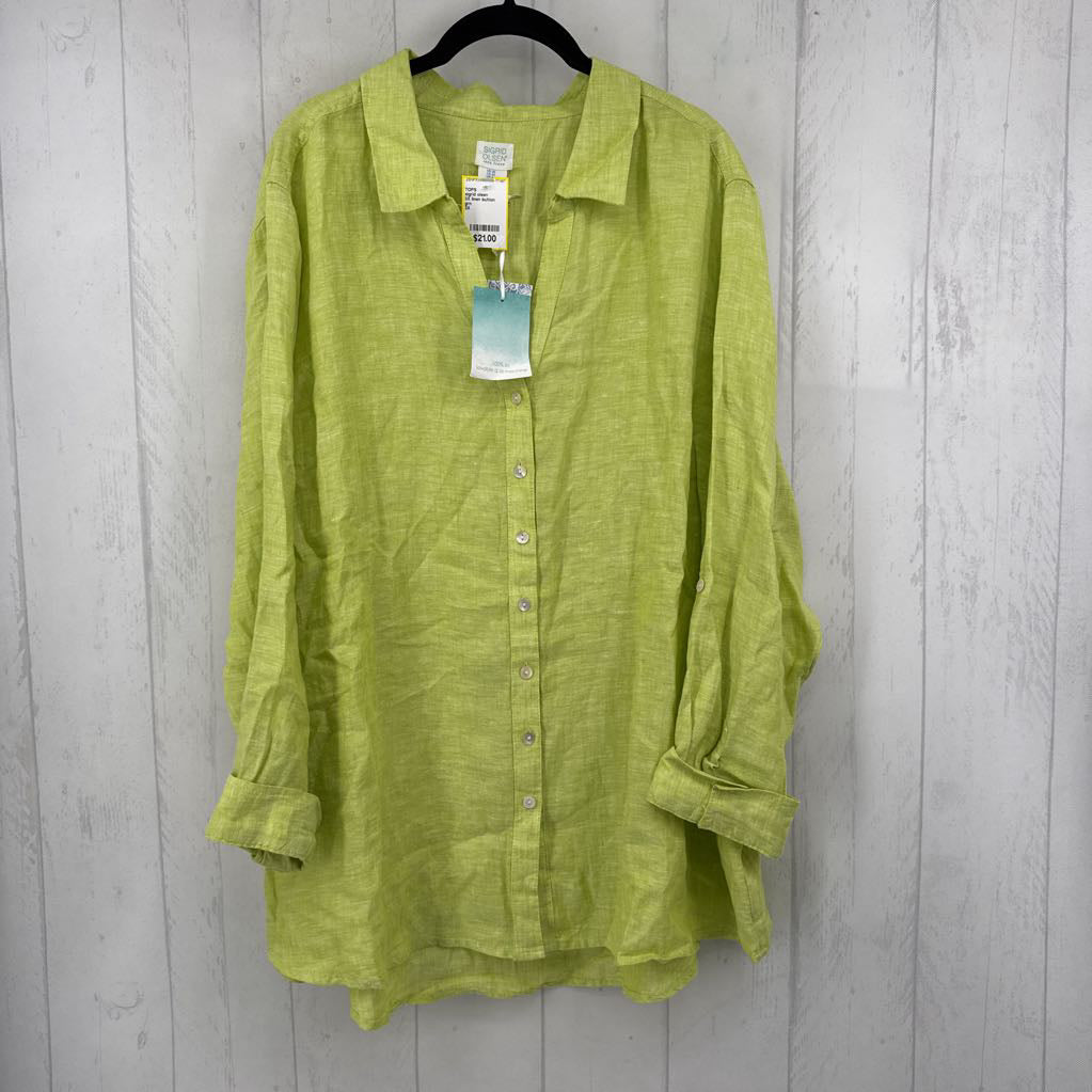 3X linen button down l/s top