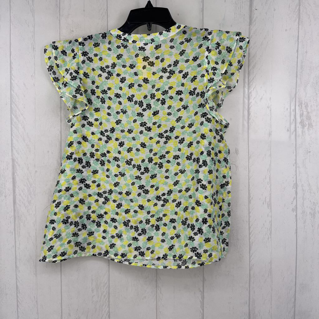 R40 M flo print split neck flutter slv top